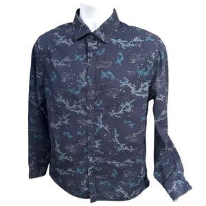 Steel & Jelly Men’s Navy Blue Koi Shirt Size Medium